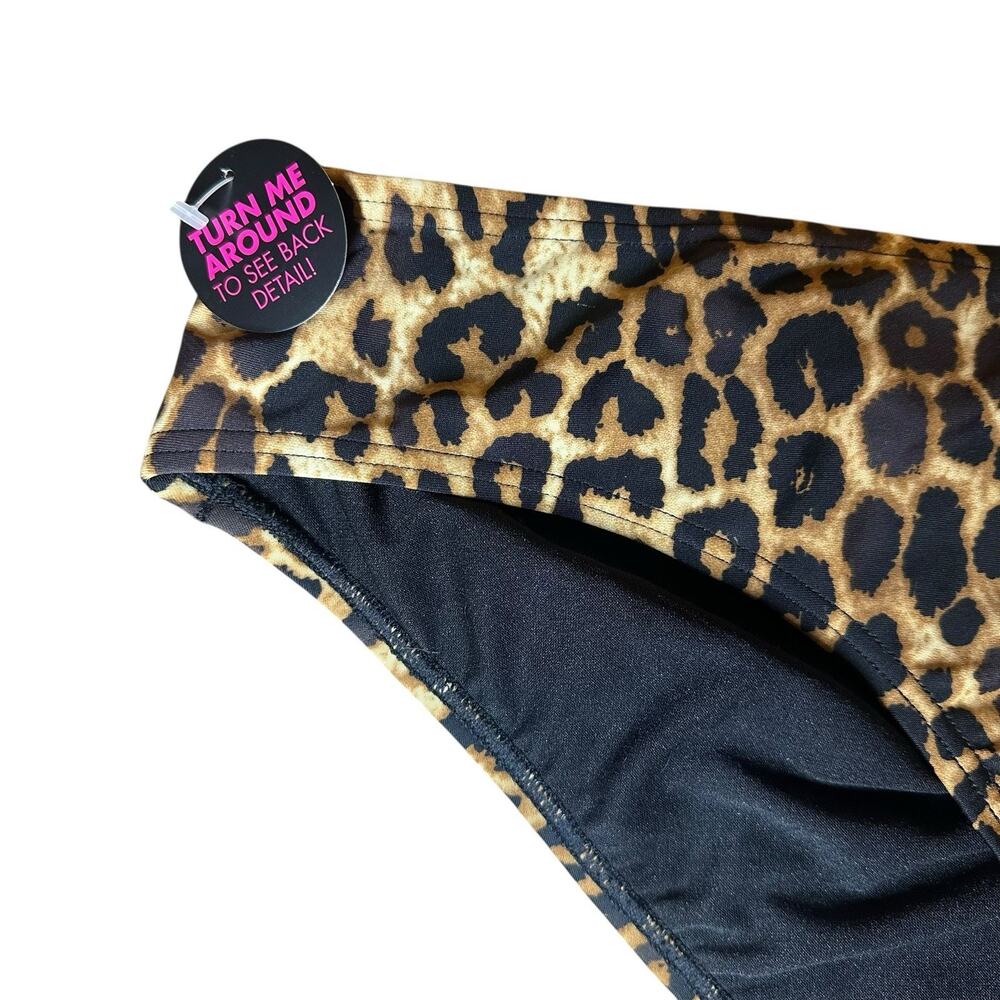 Smart & Sexy Swim Leopard Ruched Back Sexy‎ Cheeky Swim Bikini Bottom Size L - Picture 2 of 5